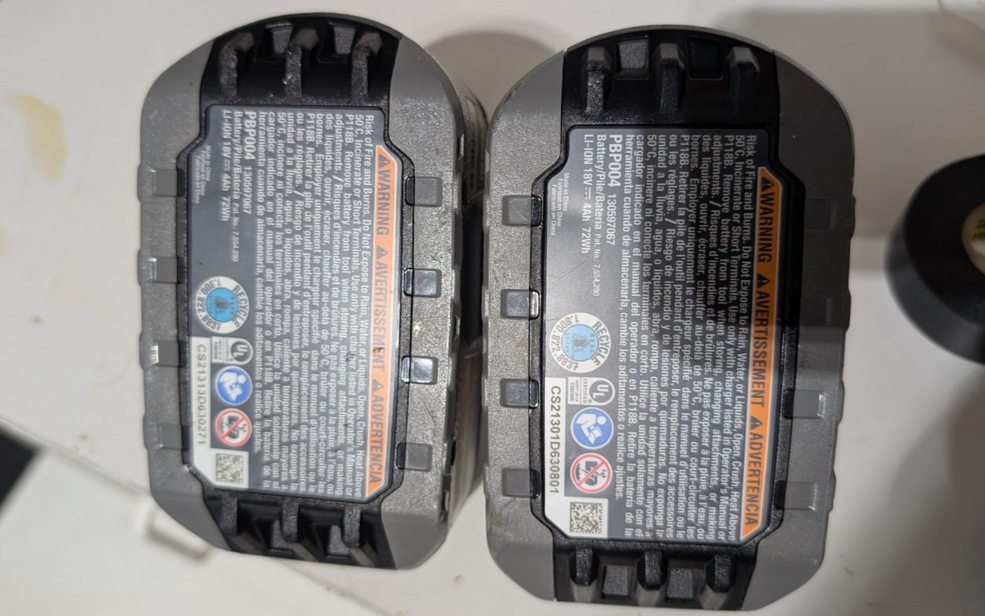 FOR PARTS / REPAIR Lot of 2 Ryobi ONE+ 18V High Performance Batteries PBP004 4Ah
