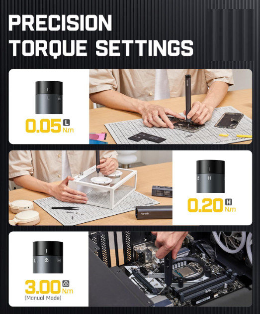 Destornillador eléctrico 3.7V, set de precisión mini (5/32”): 50 puntas magnéti