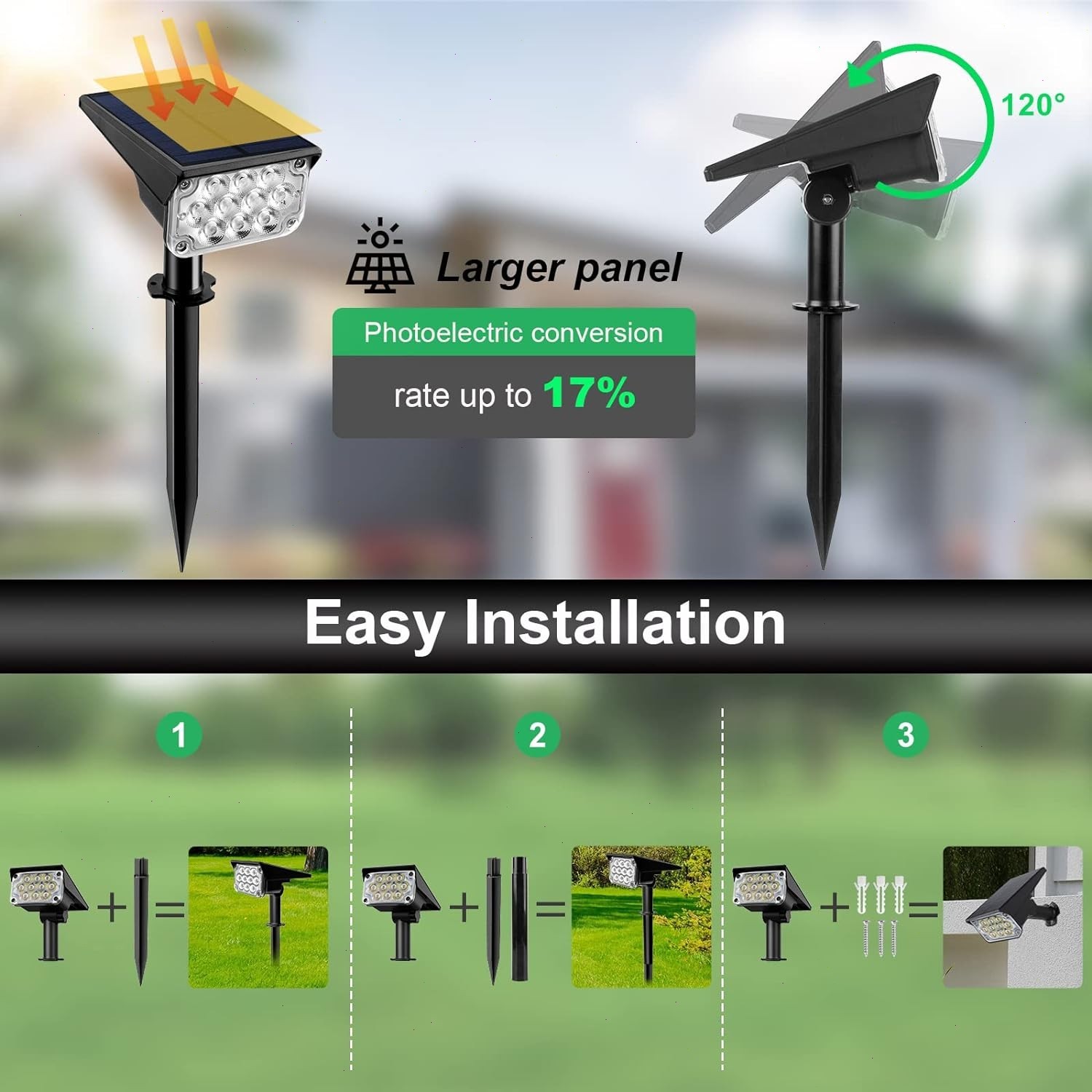 T-SUN 4Pks Solar Garden 20LED Spotlights RGB Outdoor Pathway Lights For Tree USA