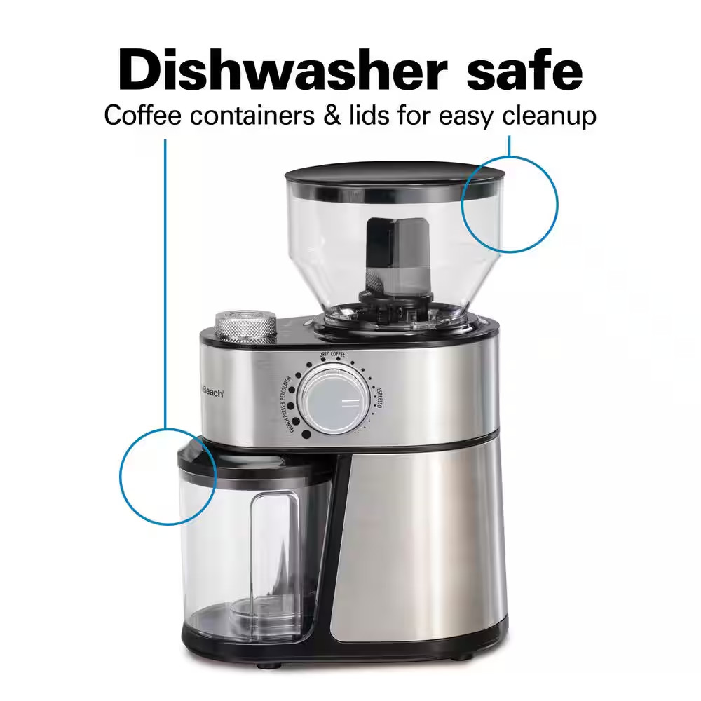 16 Oz Stainless Steel Burr Coffee Grinder