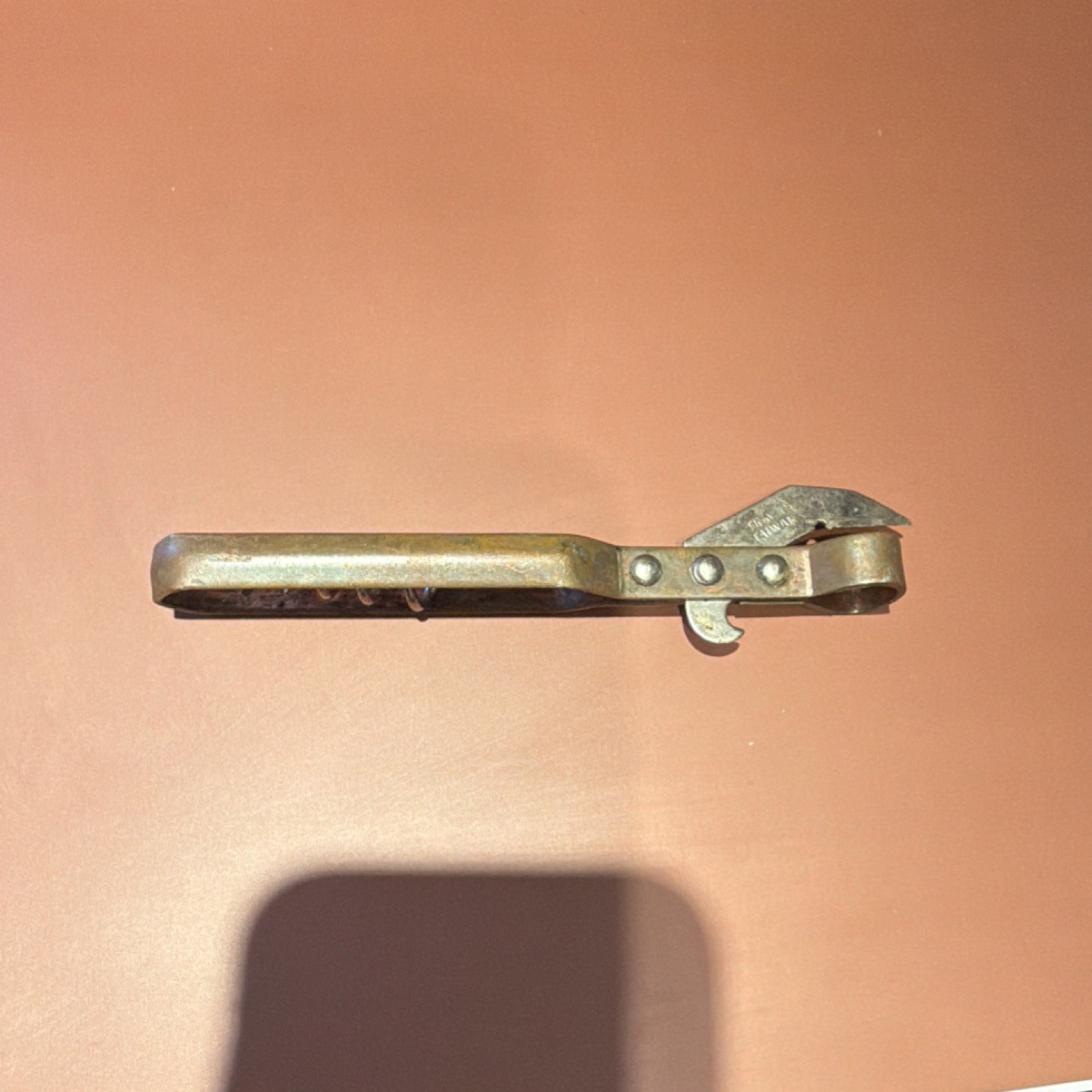 Vintage Manual Metal Can Opener Bronze Silver Less Than 10 in Used