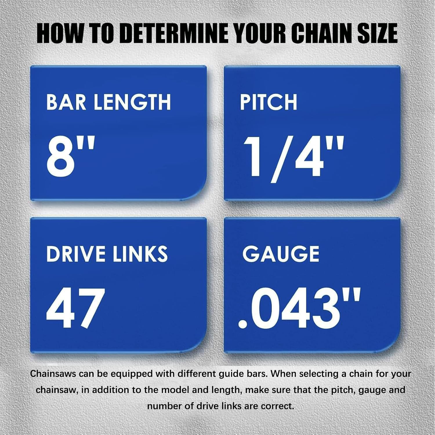 4 Pack 8″ Chainsaw Chains 1/4″ Pitch .043″ Gauge 47DL Replacement Mini Chain Saw