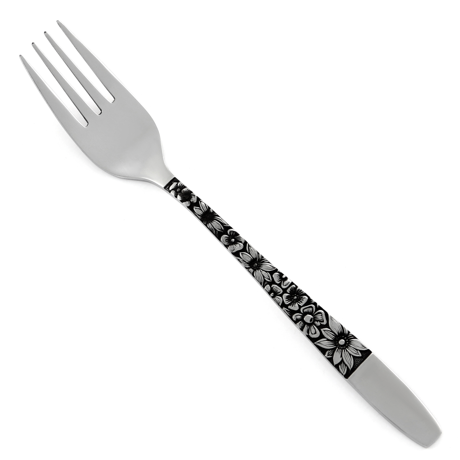 Unknown Mfg UNF306 Stainless Japan Black Floral Hndl Silverware CHOICE Flatware
