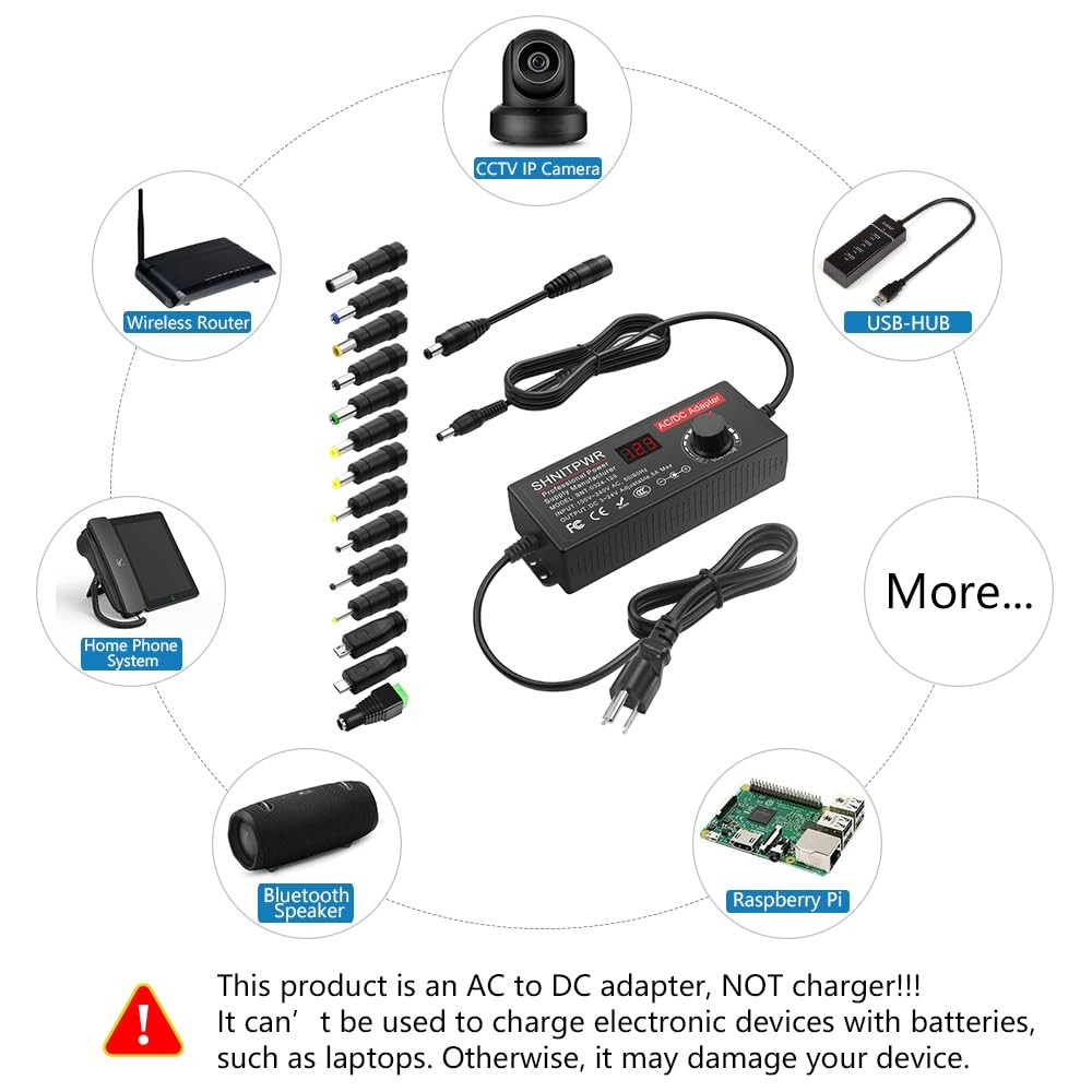 SHNITPWR AC Adapter 120W Universal Power 4V 5V 3.5V-24V 120W, Black