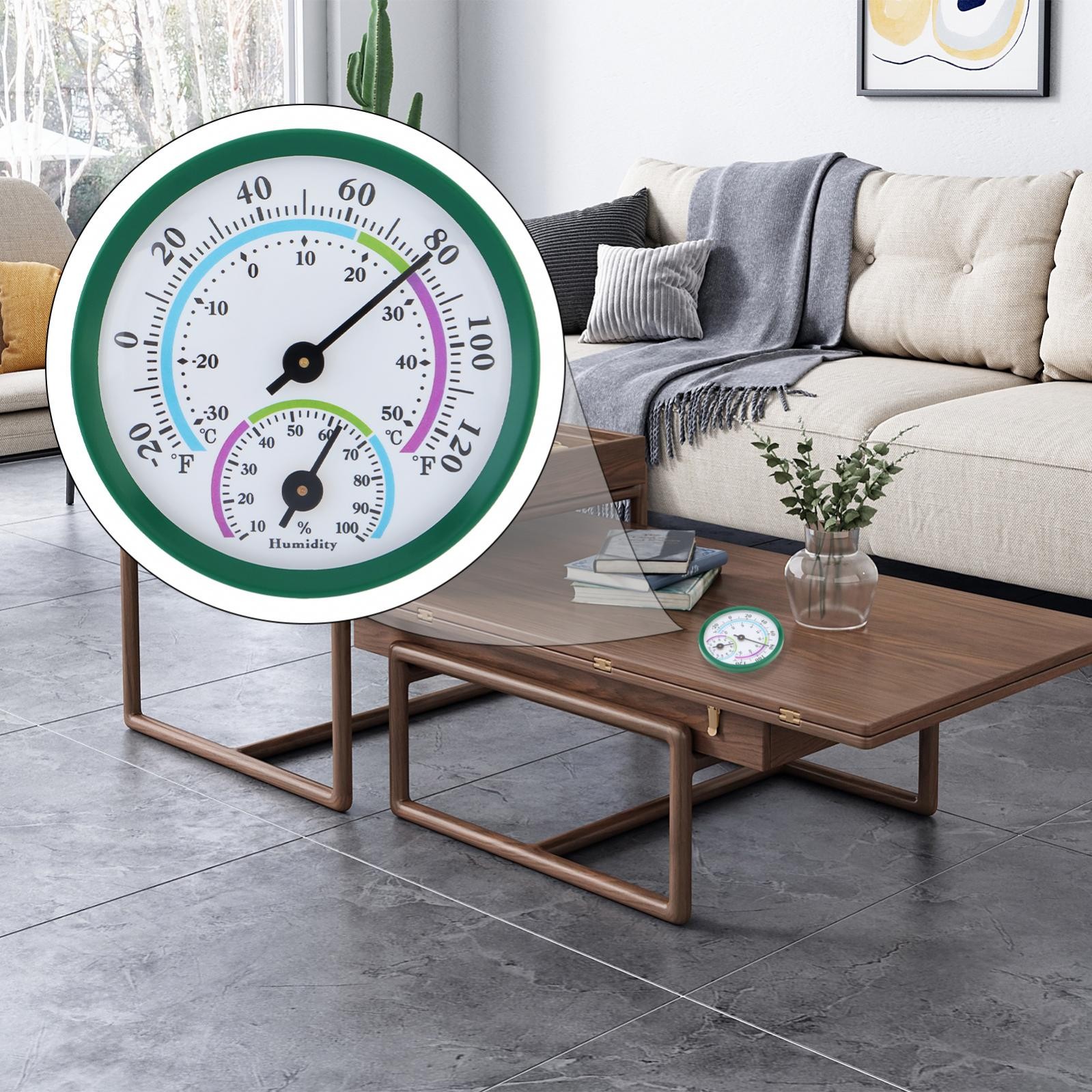 Analog Indoor/Outdoor Thermometer Hygrometer Temperature Humidity Meter Mini