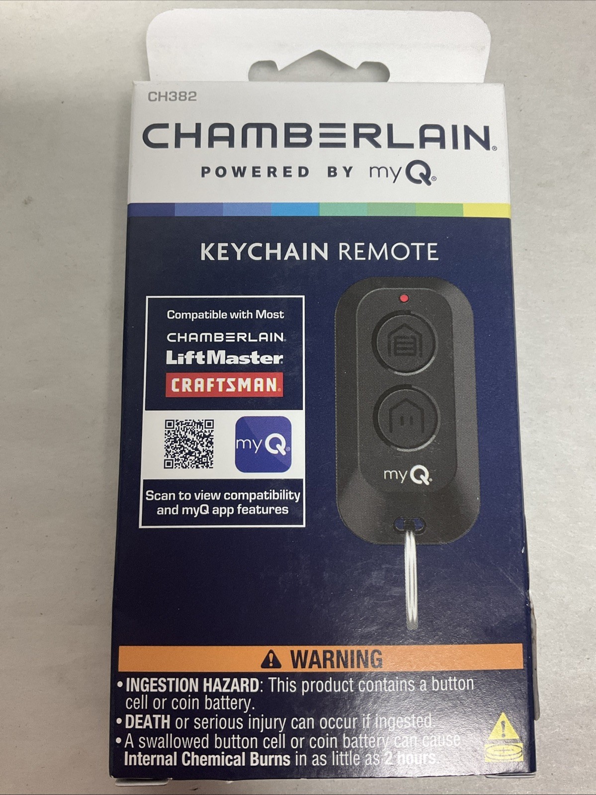 Chamberlain Keychain 2-Button Garage Door Remote Control, CH382- Free S&H
