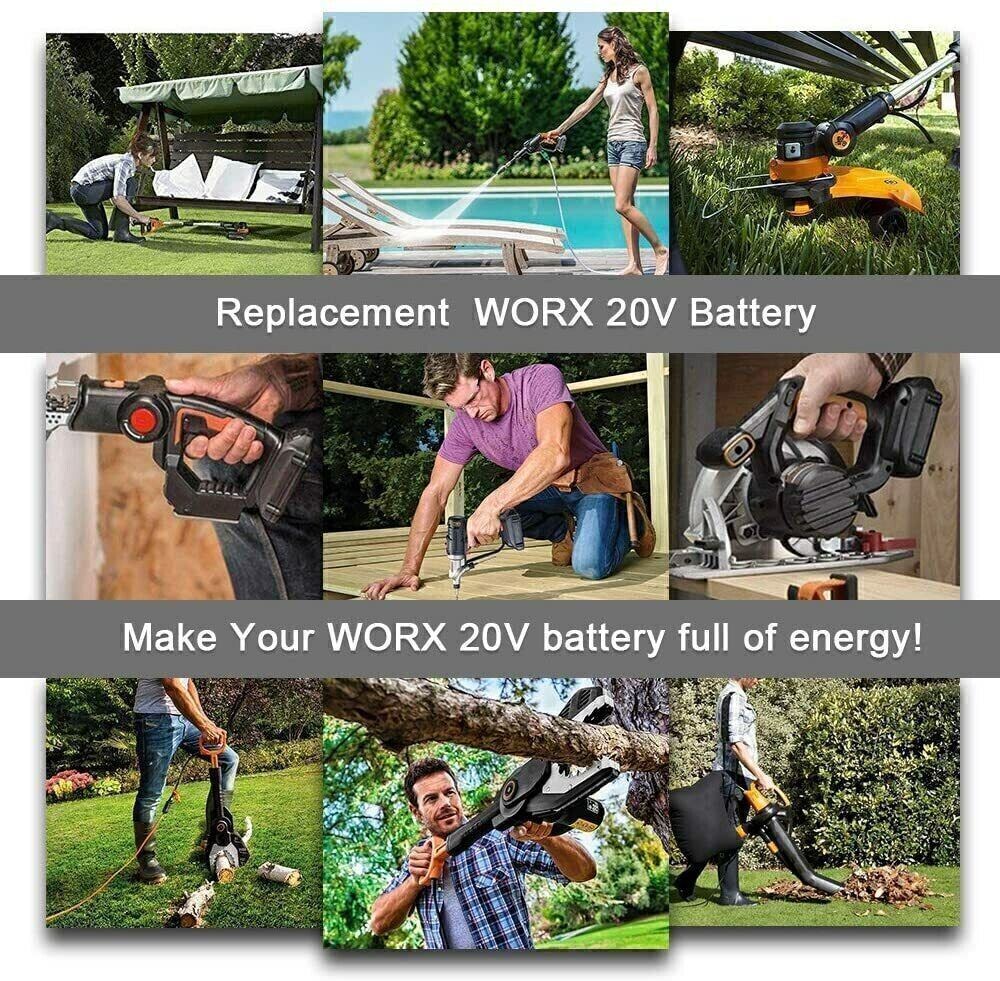 8.0AH 20V MAX Battery For WORX Extend Lithium 20 Volt WA3520 WA3525 WA3575 WG155