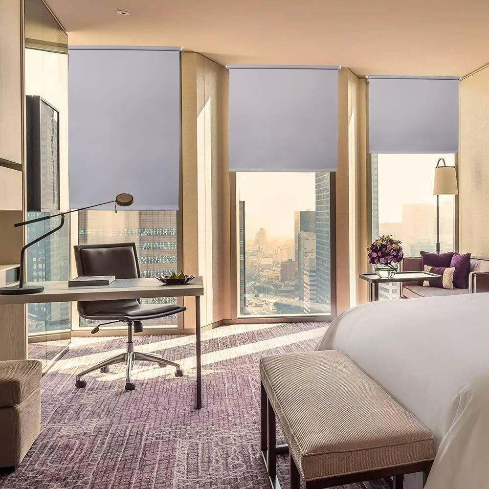 100%Blackout Waterproof Fabric Window Roller Shades,Thermal Insulated,UV Protect