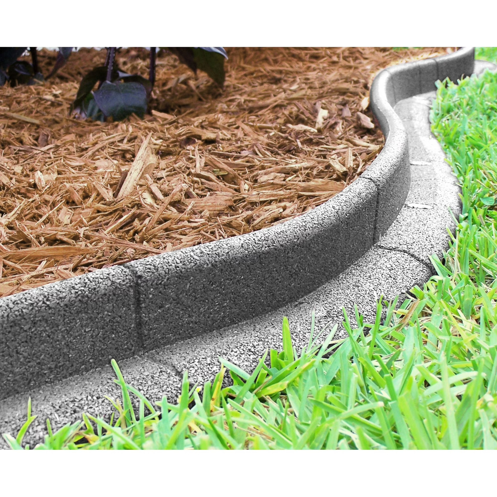 (Pack 6) Eco Border 3″ x 48″ Grey Rubber No Dig Landscape Garden Border Edging
