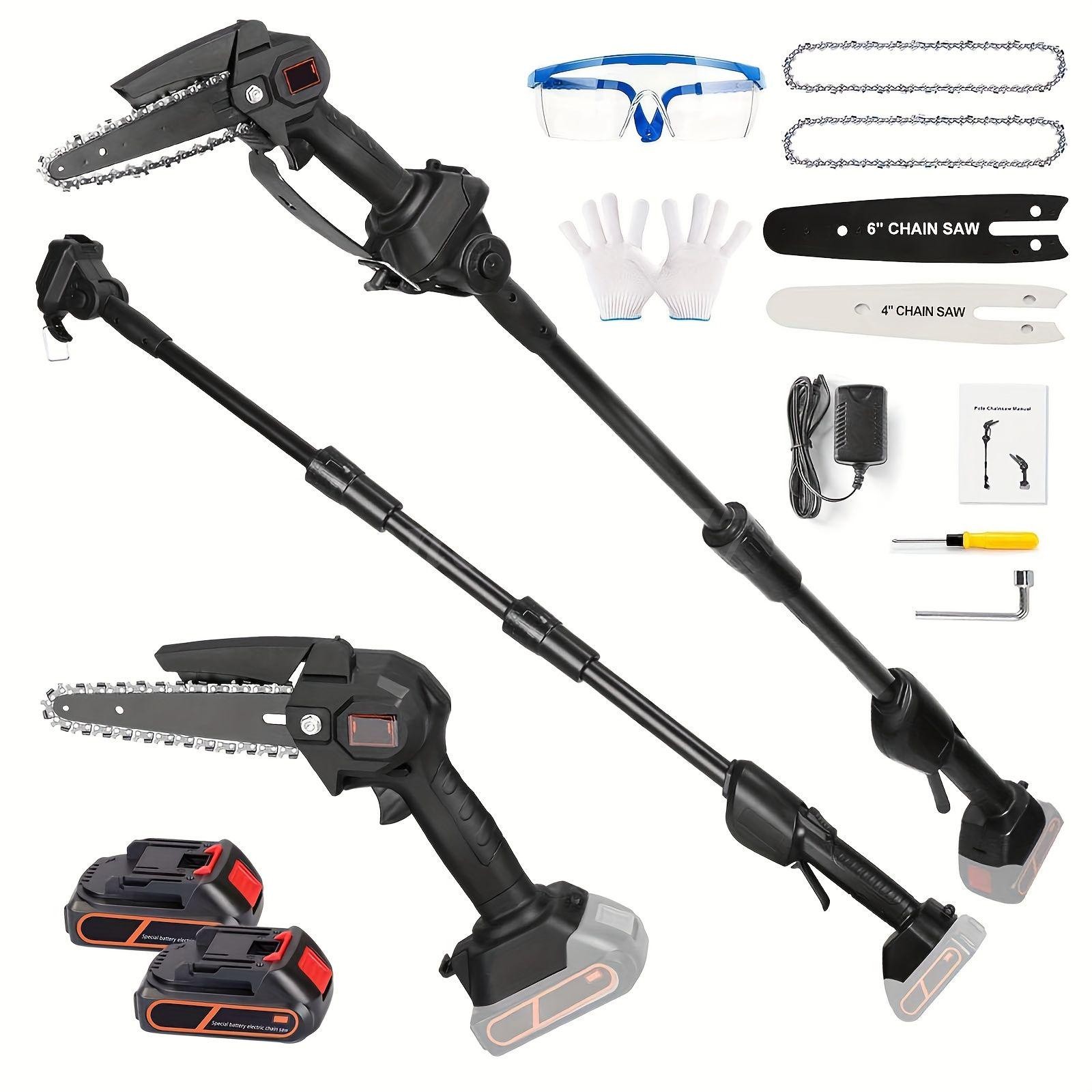 4-in-1 Cordless Pole Saw Electric Pruning Shears 8 Inch Mini Chainsaw 16Ft Reach