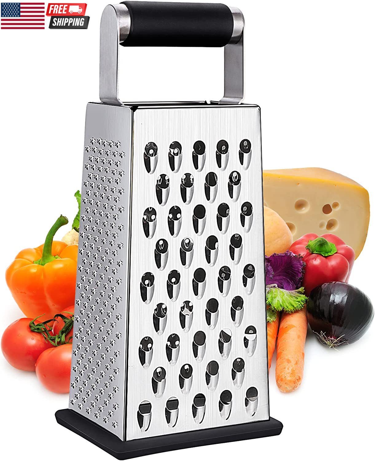 Cheese Grater, Box Grater for Cheese Stainless Steel Vegetable Slicer Food Shred