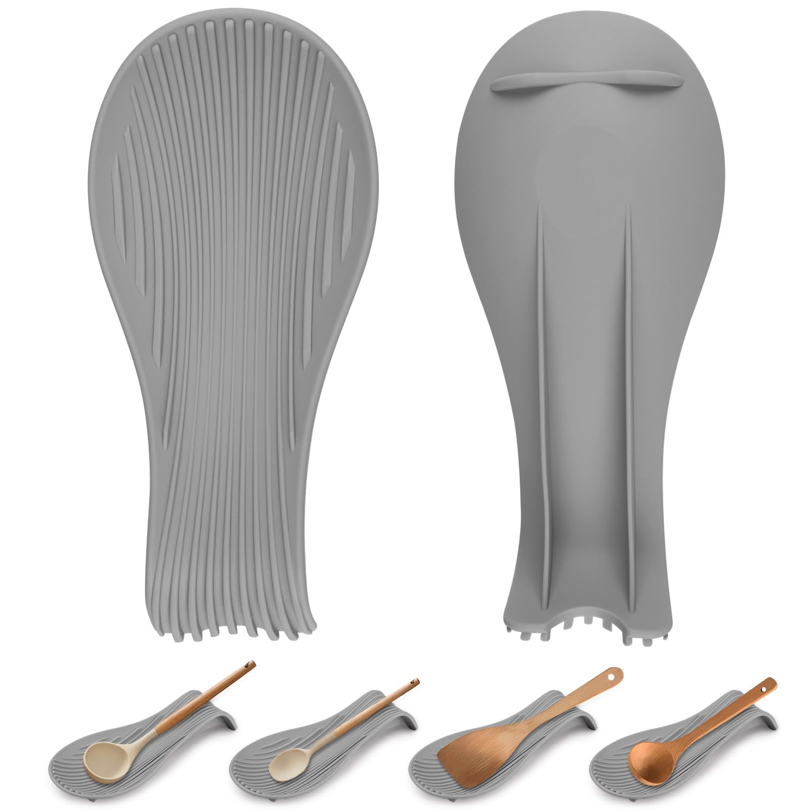 Jalopink Heat Resistant Silicone Spoon Rest, 9.06*4.17*2.36inch, Dark Gray