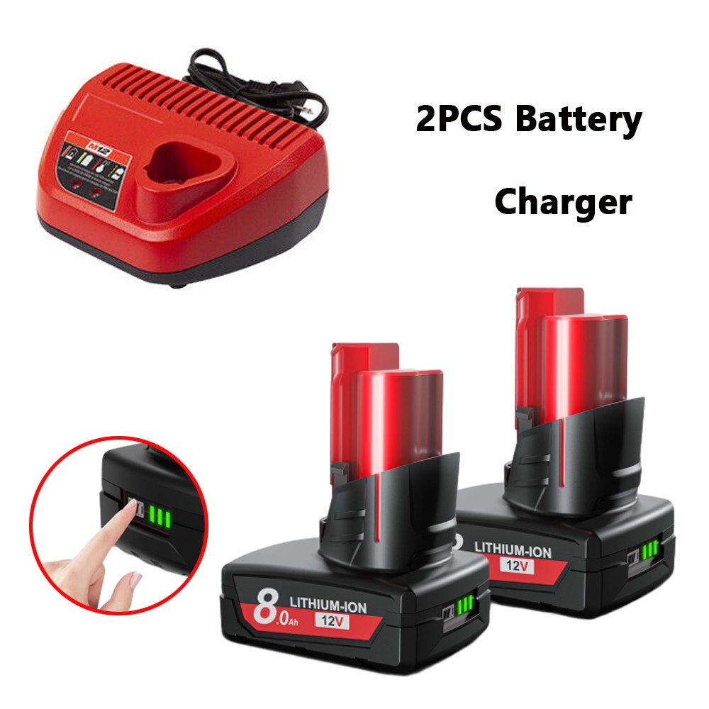 1-4X 8.0ah For Milwaukee Cordless Power Tools For M12 Lithium Battery/Charger