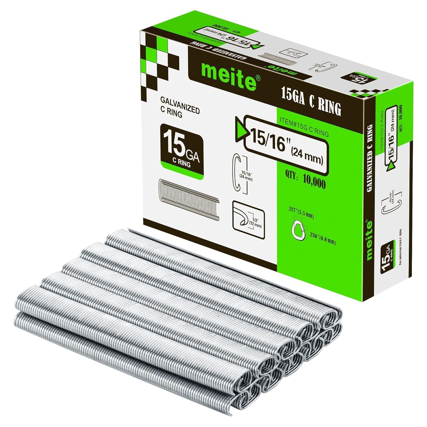2,000-10,000 PCS meite 15 Gauge 3/4″ C Ring Staples Hog Ring Staples Galvanized