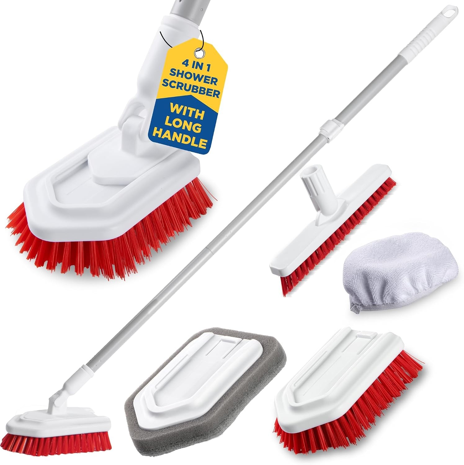 Foxtrot Grout Brush Set: Long Handle, Crevice Cleaner for Tile & Grout