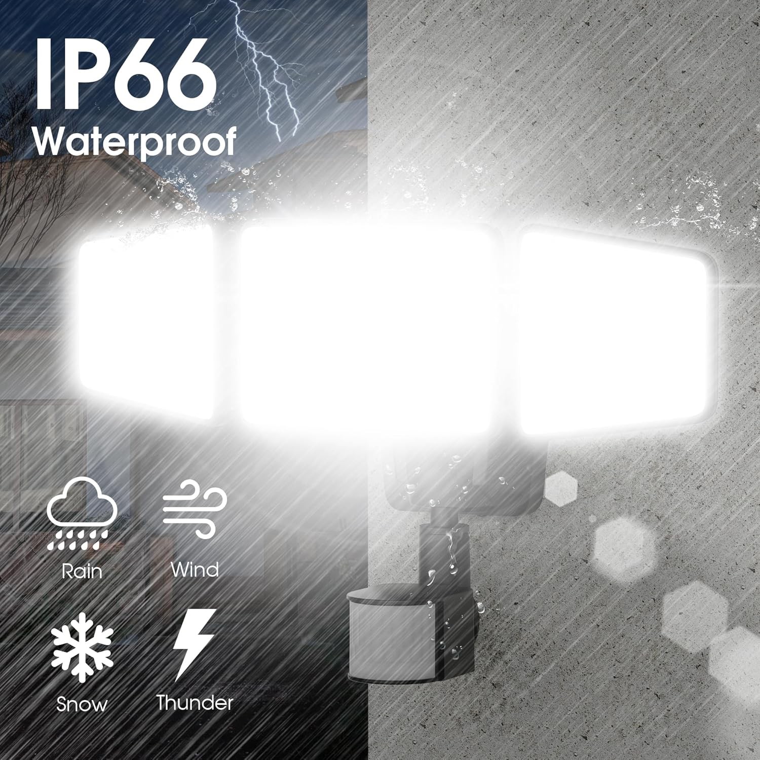 120W Ultra Bright 12000LM 4500K Motion Sensor Outdoor LED Security Flood Lights