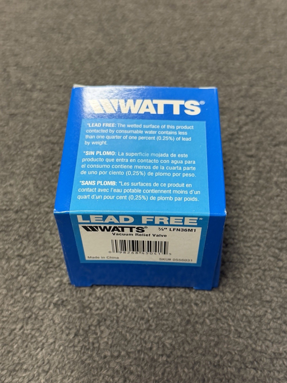 Watts LFN36M1 Lead Free Vacuum Relief Valve 3/4 in MPN LFN36M1 Key Feature