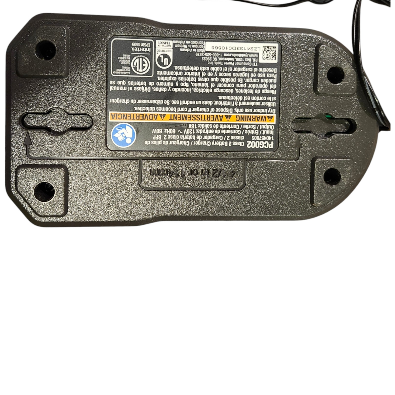 Genuine OEM RYOBI PCG002 18V Volt ONE+ Lithium-Ion Battery Charger.
