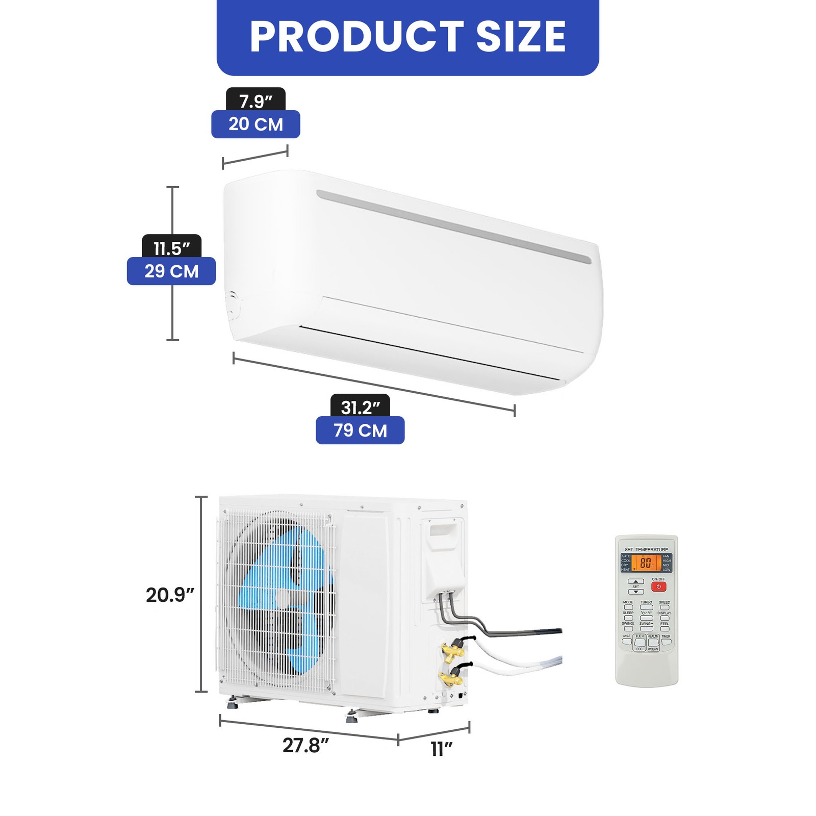 12000 – 18000 BTU Air Conditioner Mini Split Heat Pump Wifi Ductless Cool System