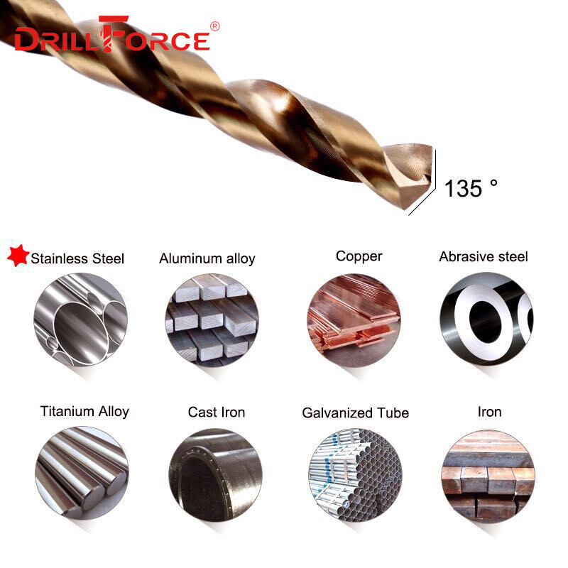 Drillforce 20PCS 1/16″-1/2″ Cobalt Drill Bits Set HSS M35 Jobber Twist Drill Bit