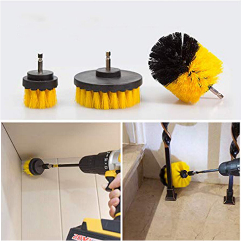 4PC Drill Brush Set Power Scrubber Drill Attachments Carpet Tile Grout Cleaning