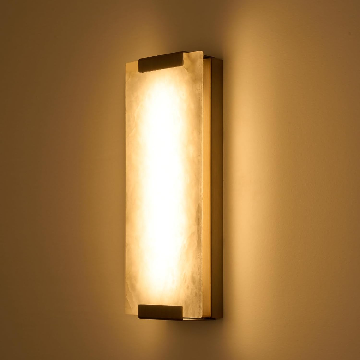 14.2In Alabaster Wall Sconce, Large Natural Marble Wall Light Decor, LED Modern