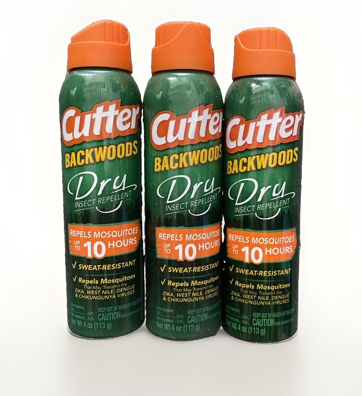 (3) Cutter Backwoods Dry Spray Mosquito Tick Flea Repellent 10 Hr Sweat Resist