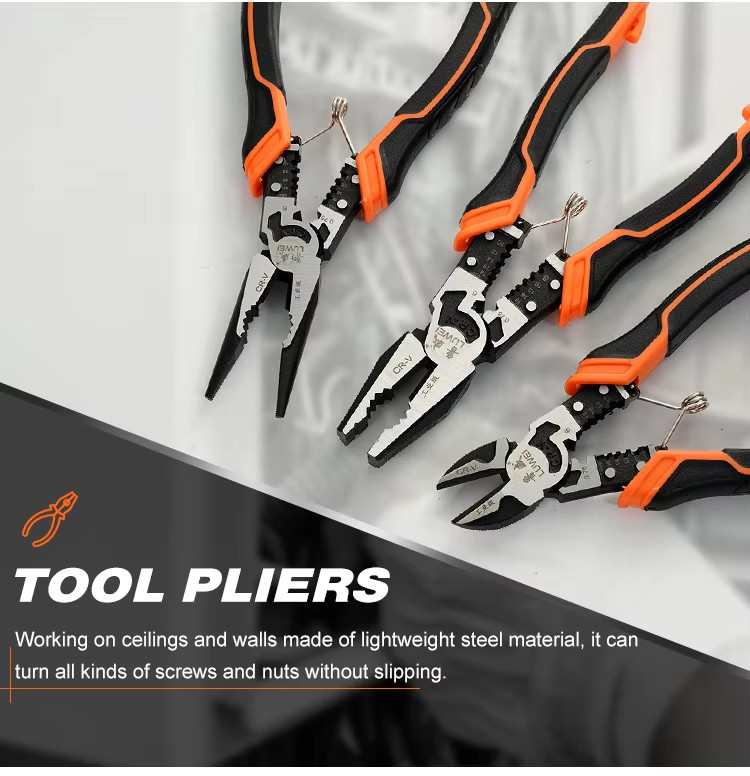 3PCS 9-in-1 Electrician Tool Set with Pliers/Cutter/Stripper, Heavy Duty