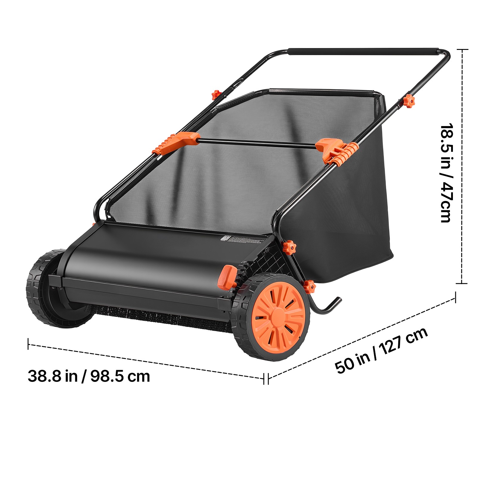 Uimoso Push Lawn Sweeper 30 in with 12 cu. ft. Hopper for Leaves Collection