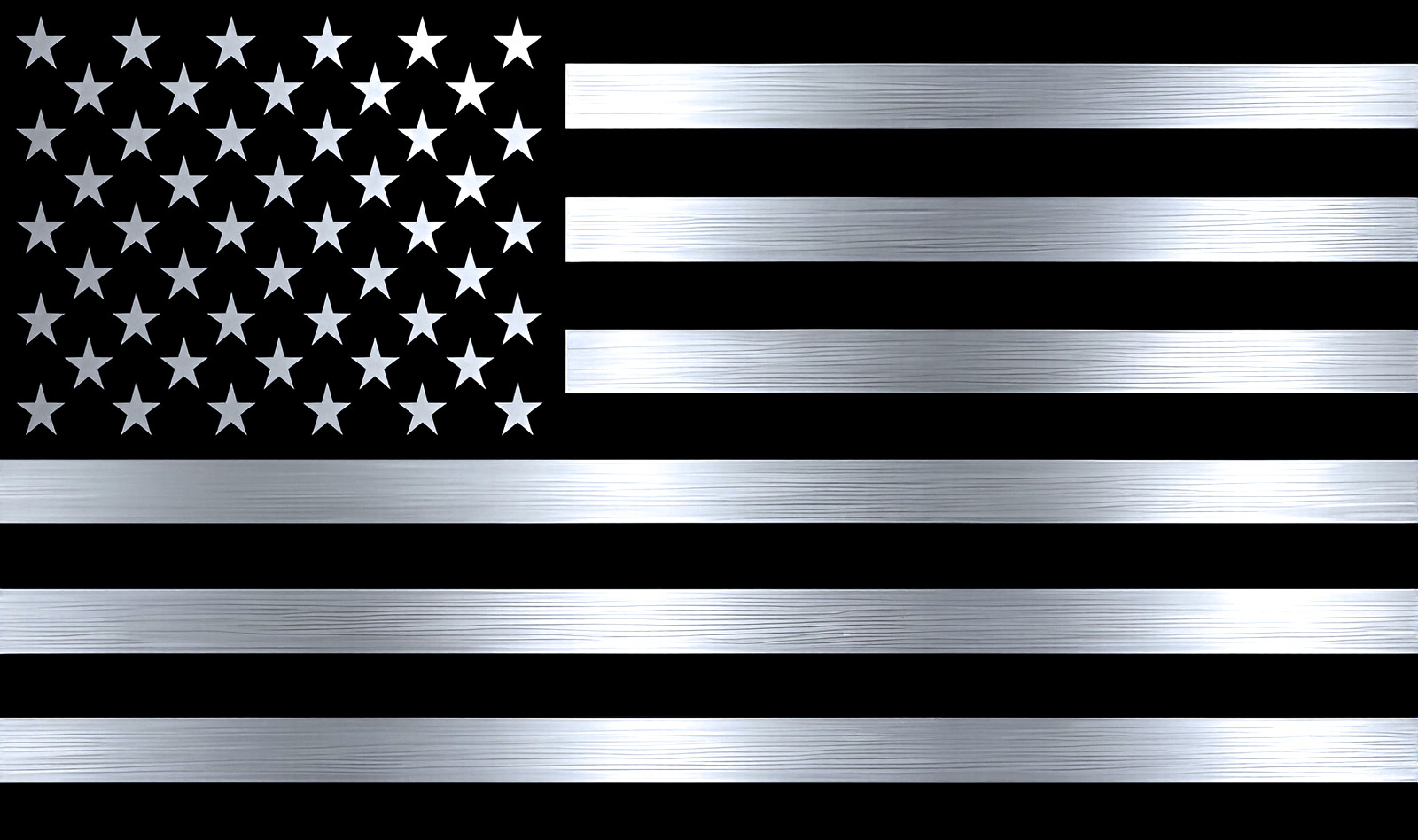 Sticker metallic silver color vinyl laminated American flag subdued Made in USA