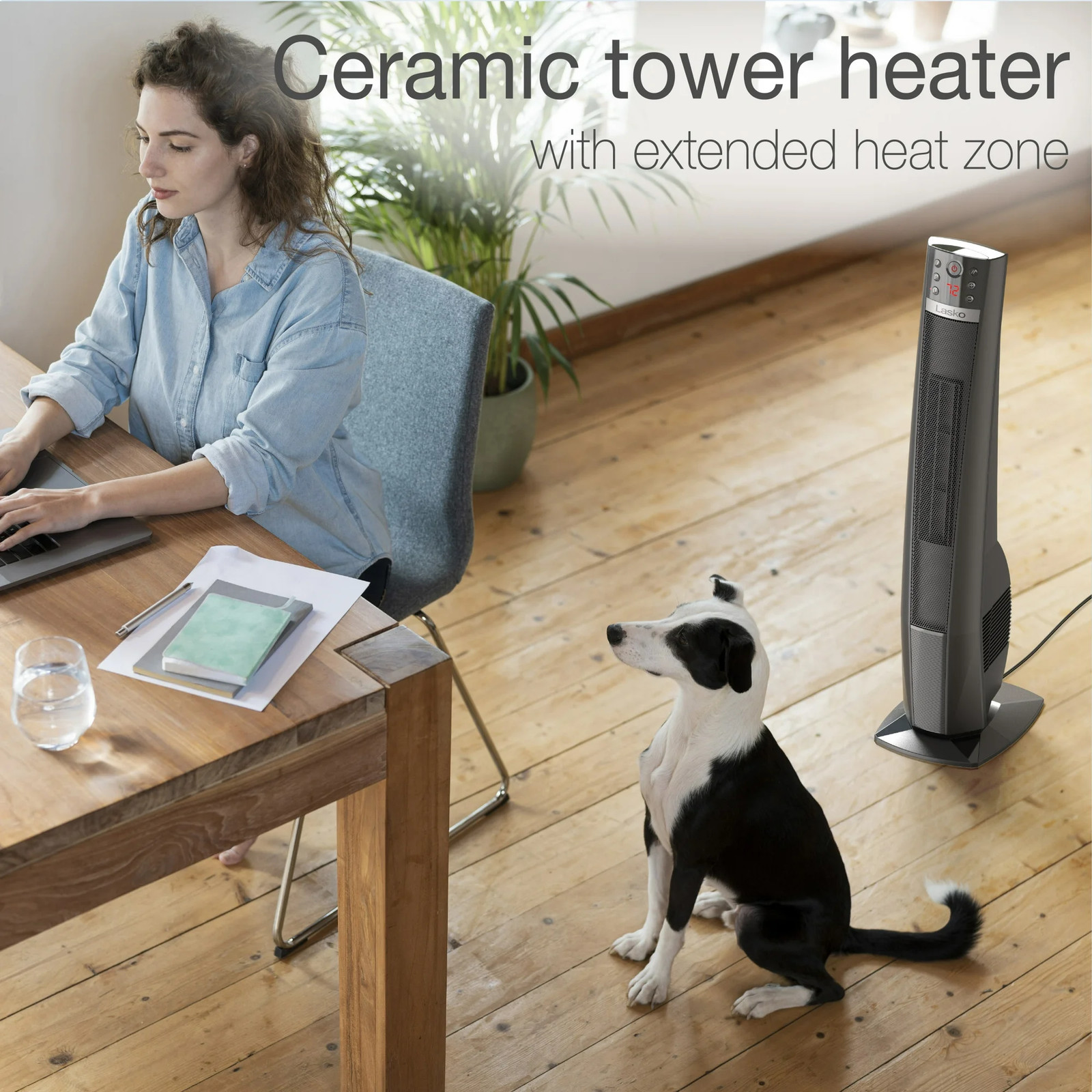 Lasko Oscillating 32″ Ceramic Tower Space Heater 1500W Remote Control 8hr-Timer