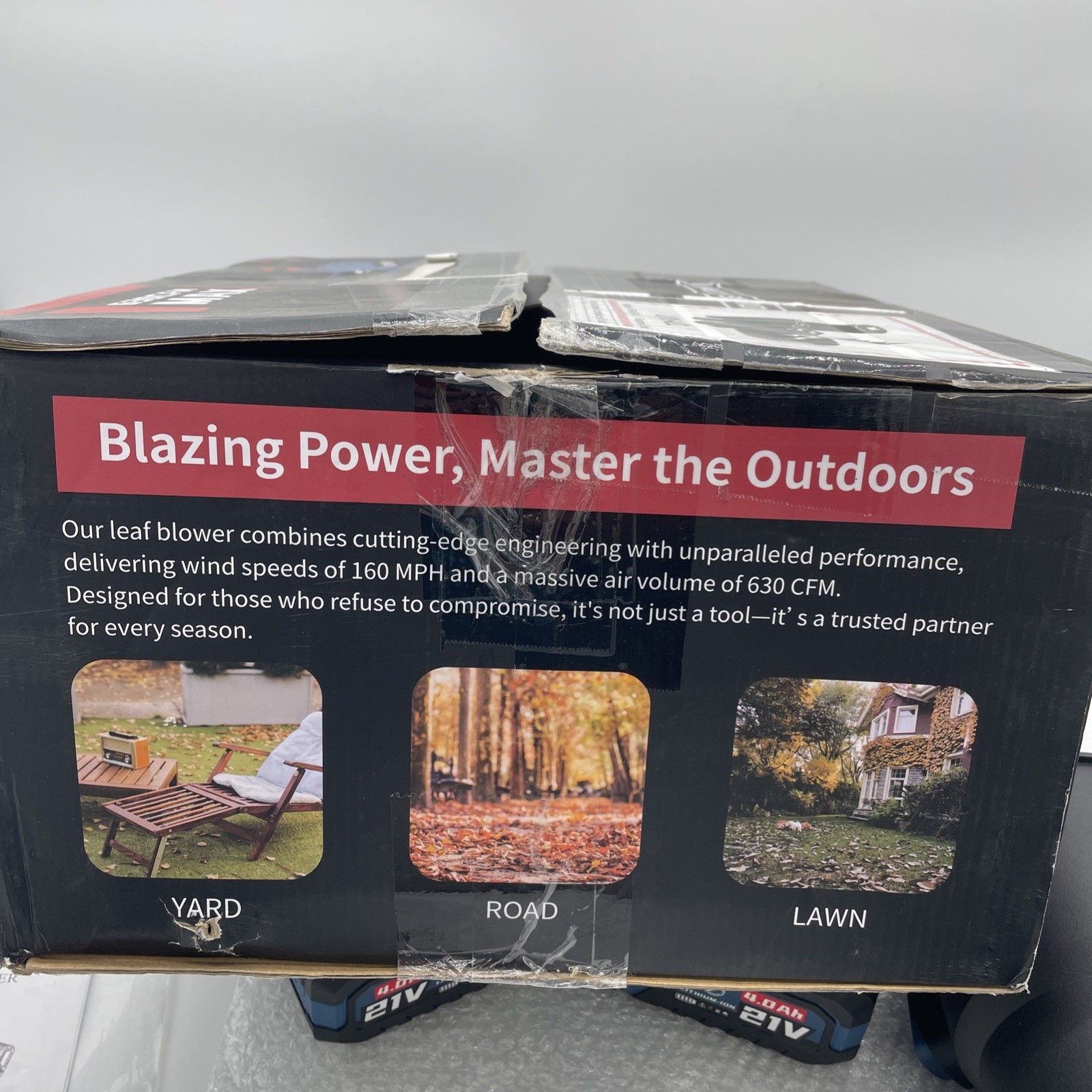 Powerful Cordless Leaf Blower 630CFM/160MPH, 21V 2 Batteries And Charger