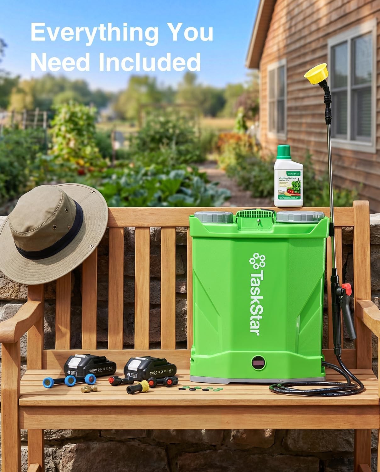 TaskStar 4 Gallon Battery Powered Backpack Sprayer with 21V Strong Battery -Lawn