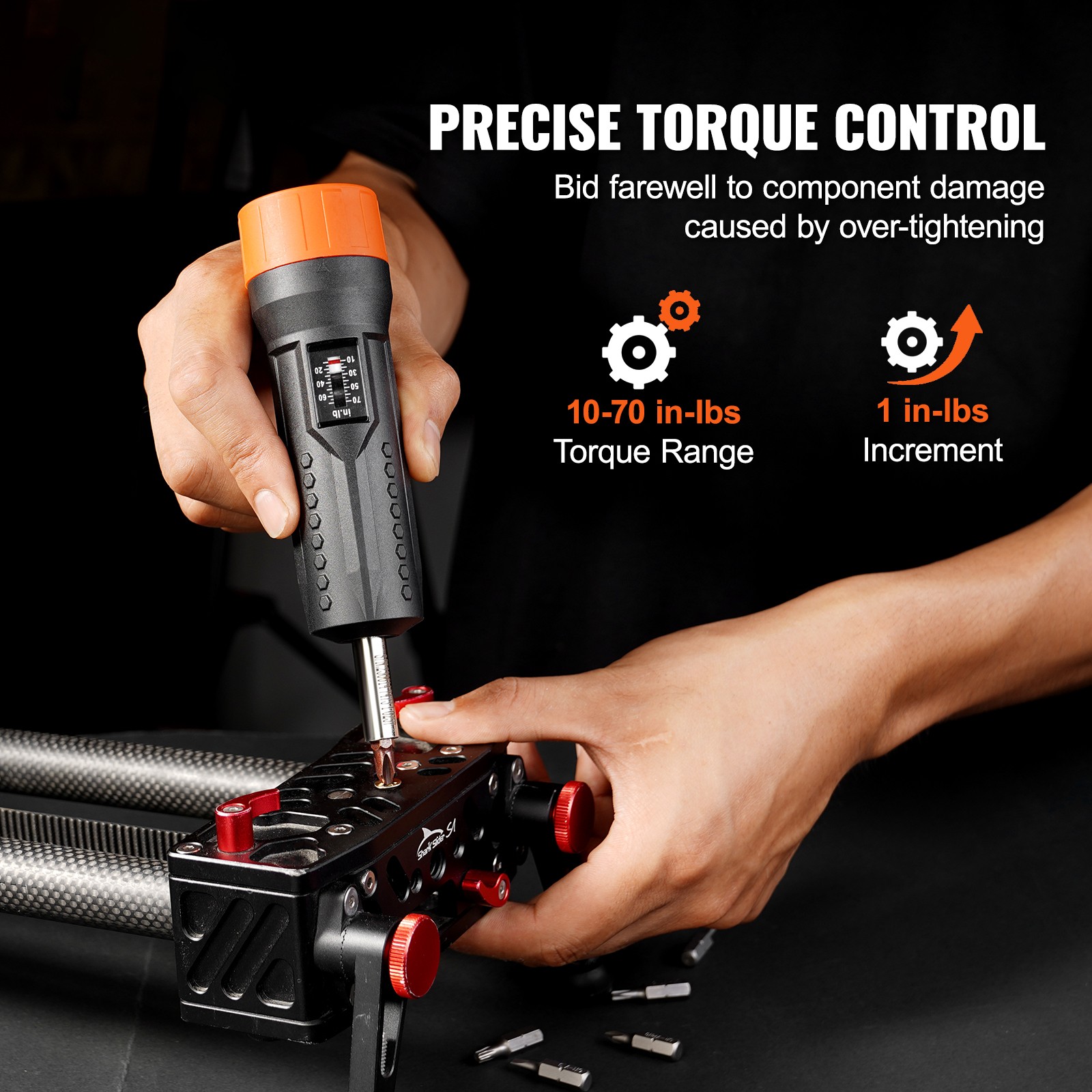 VEVOR Torque Screwdriver 1/4″ Range 10-70 in/lb w/ 1 in-lb Increment View Window