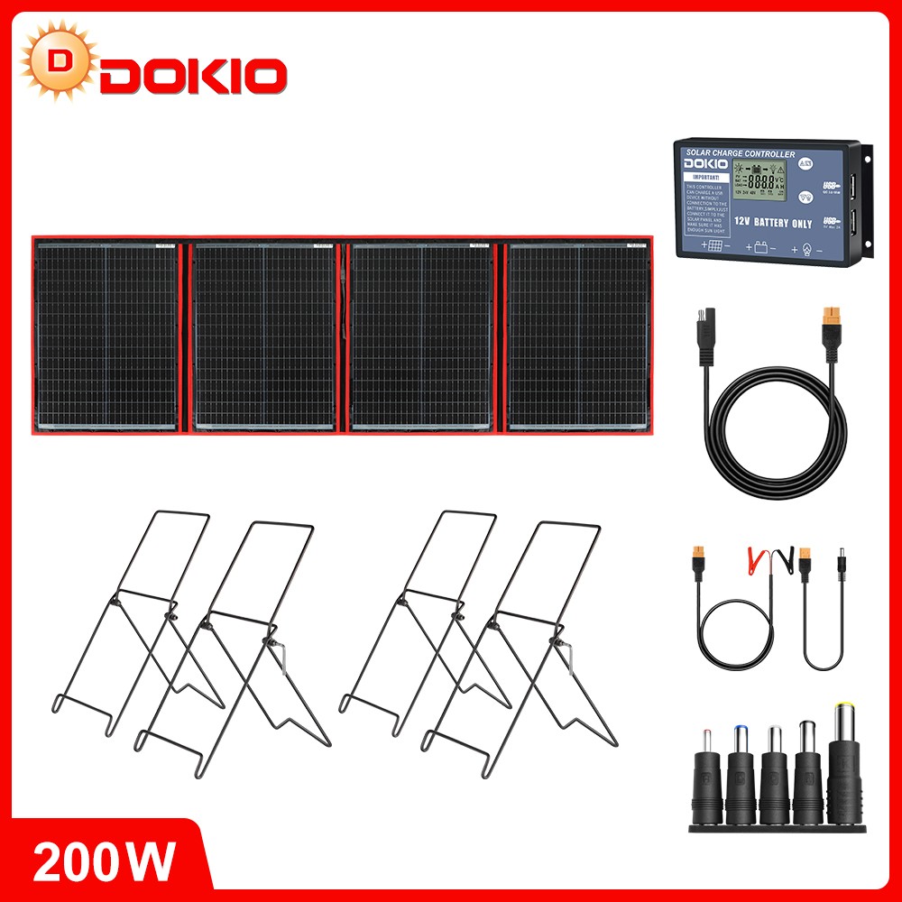 Dokio 200w 12v Portable Foldable Mono Solar Panel Kit for Caravan,Power station