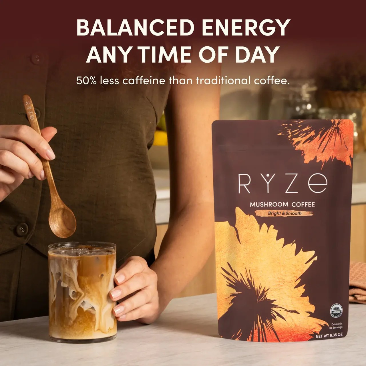 Authentic RYZE Mushroom Coffee 30 Servings Lions Mane Energy Focus Powder 6.35oz