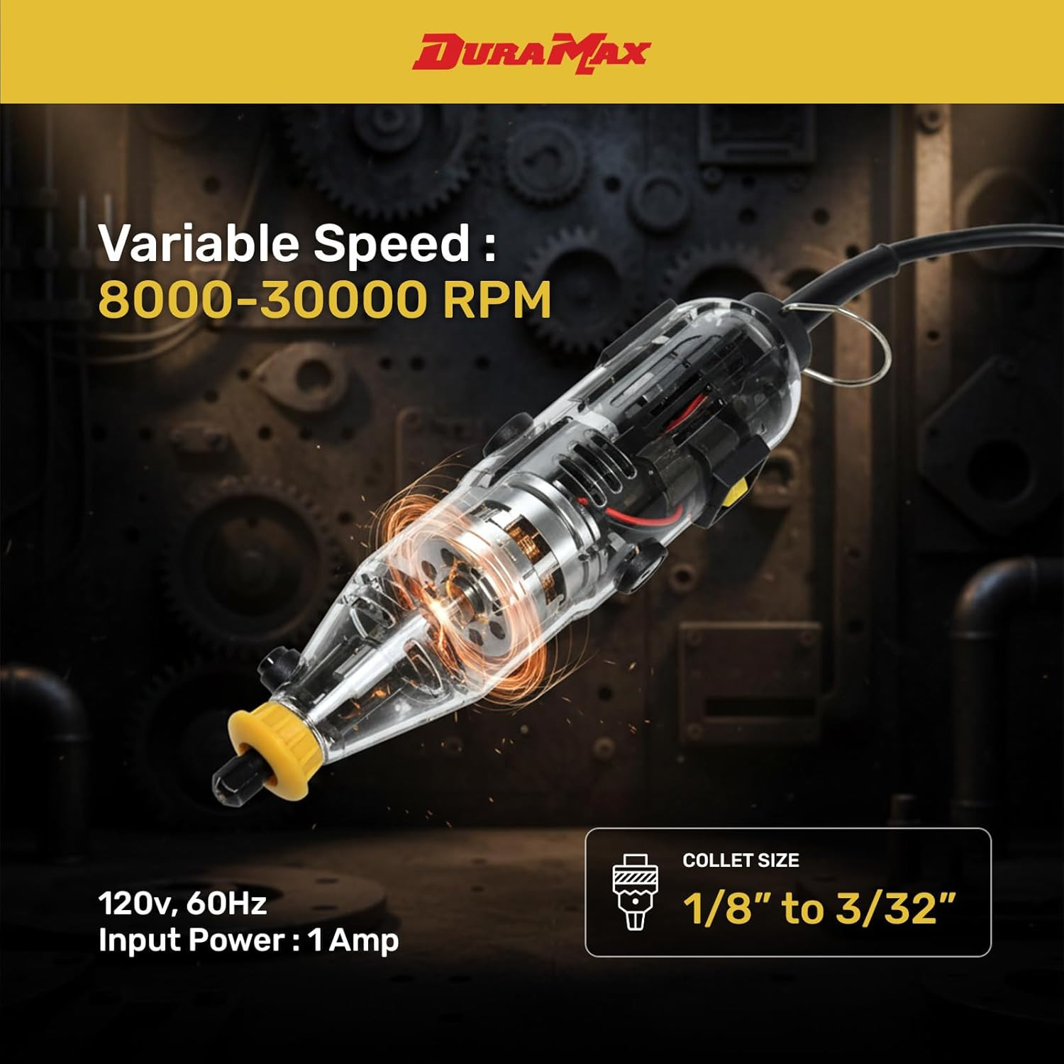 Rotary Tool Kit, 40 Pieces, Variable Speed 8000-30000 RPM, 120V, with 6-PCS Diam