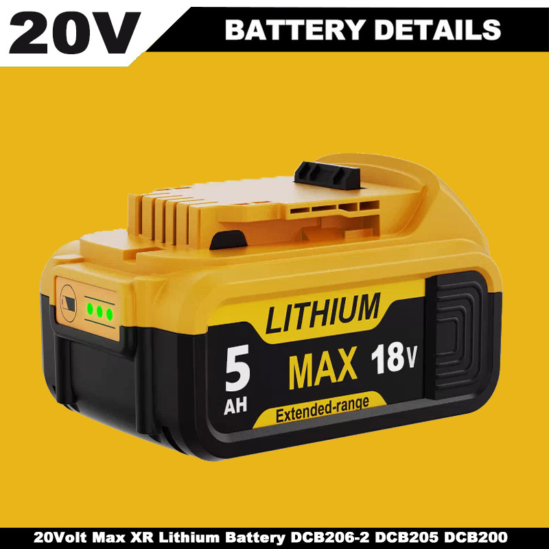 20 Volt For DeWalt 20V Max XR 5.0AH Lithium ion Battery Pack DCB206-2 DCB205 New