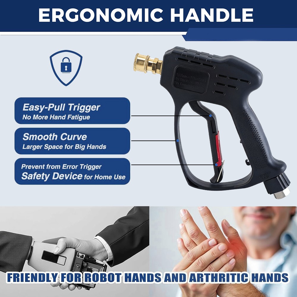 5000PSI Short High Pressure Washer Gun Car Wash w/ Swivel Water Handle 3/8″ Male