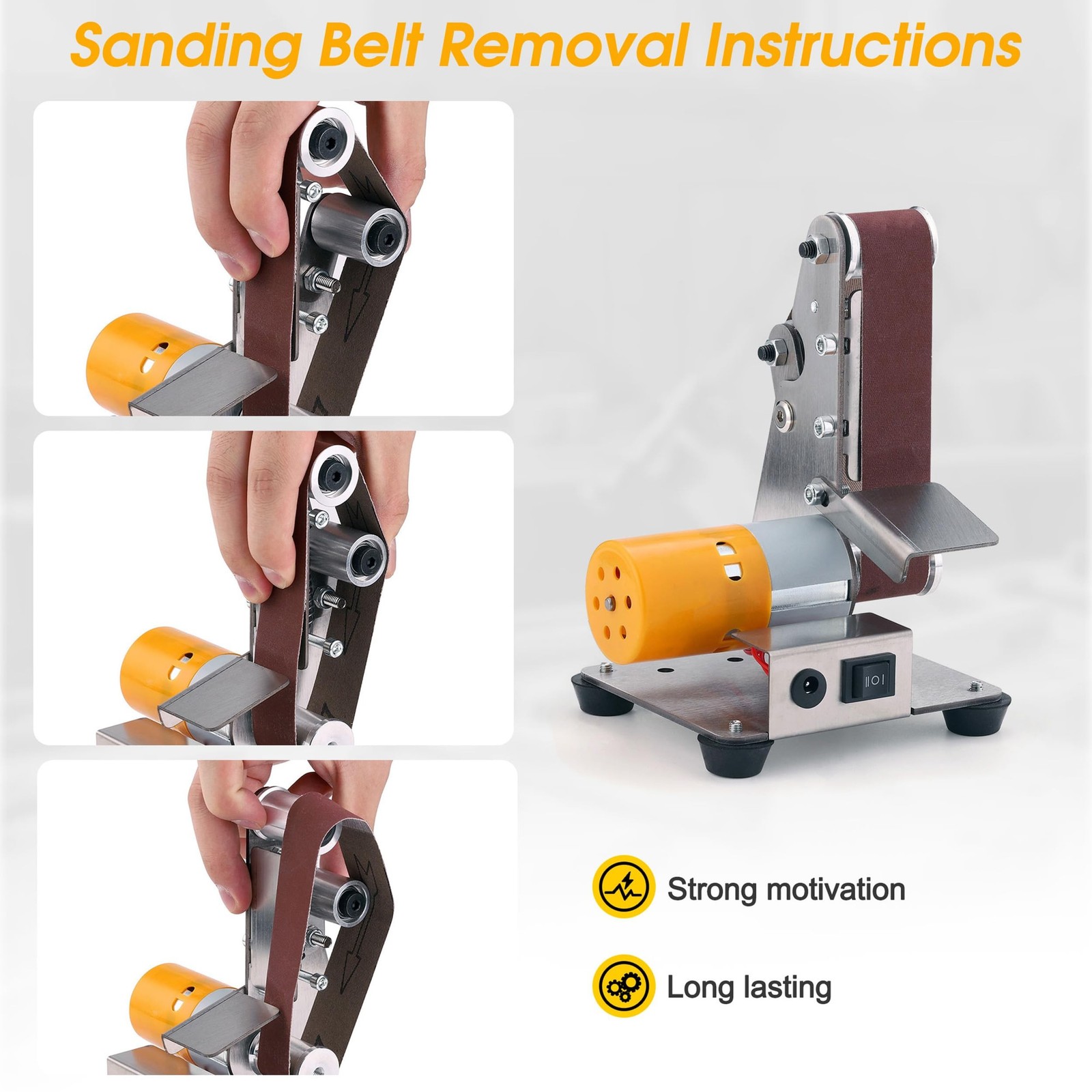 Mornajina Mini Belt Sander Knife Making, 3 IN 1 Electric Power Bench Belt