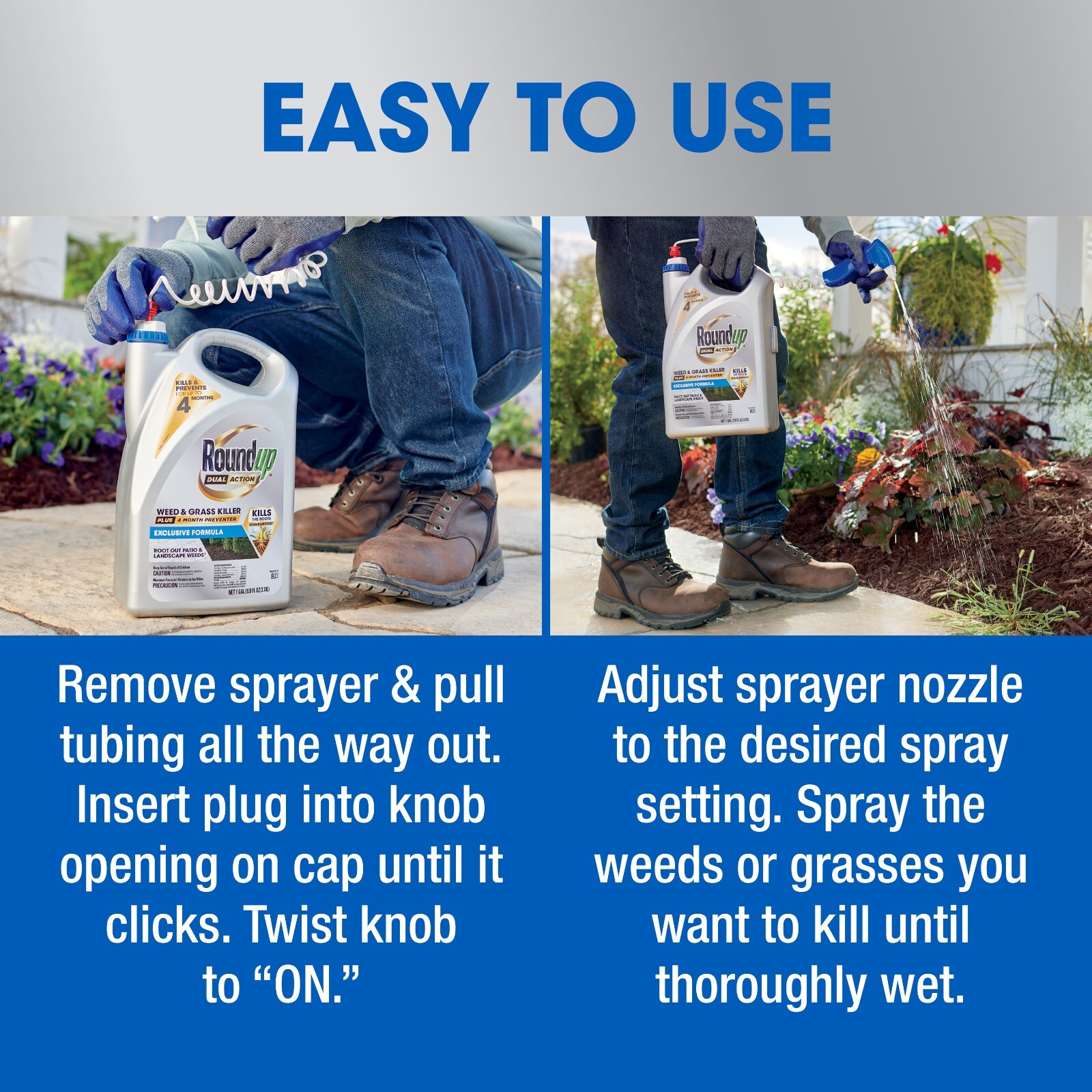 Roundup Dual Action Weed and Grass Killer Plus 4 Month Preventer, 1 gal.