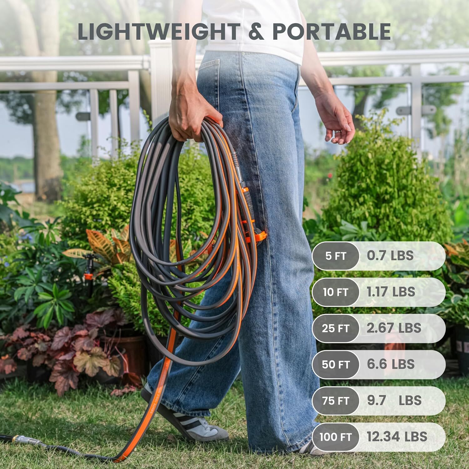 Giraffe Tools Garden Hose Heavy Duty Lay Flat Water Hose, No Kink, 5/8″ 5-100FT