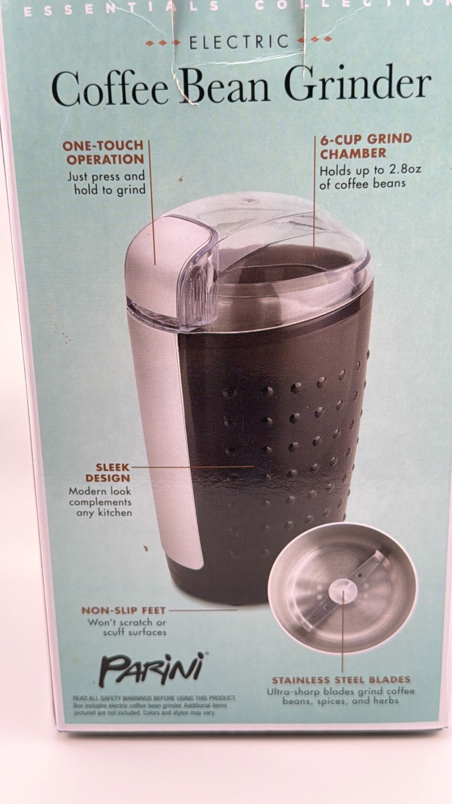 Parini Essentials Collection Electric Coffee Bean Grinder – Stainless Steel Blad