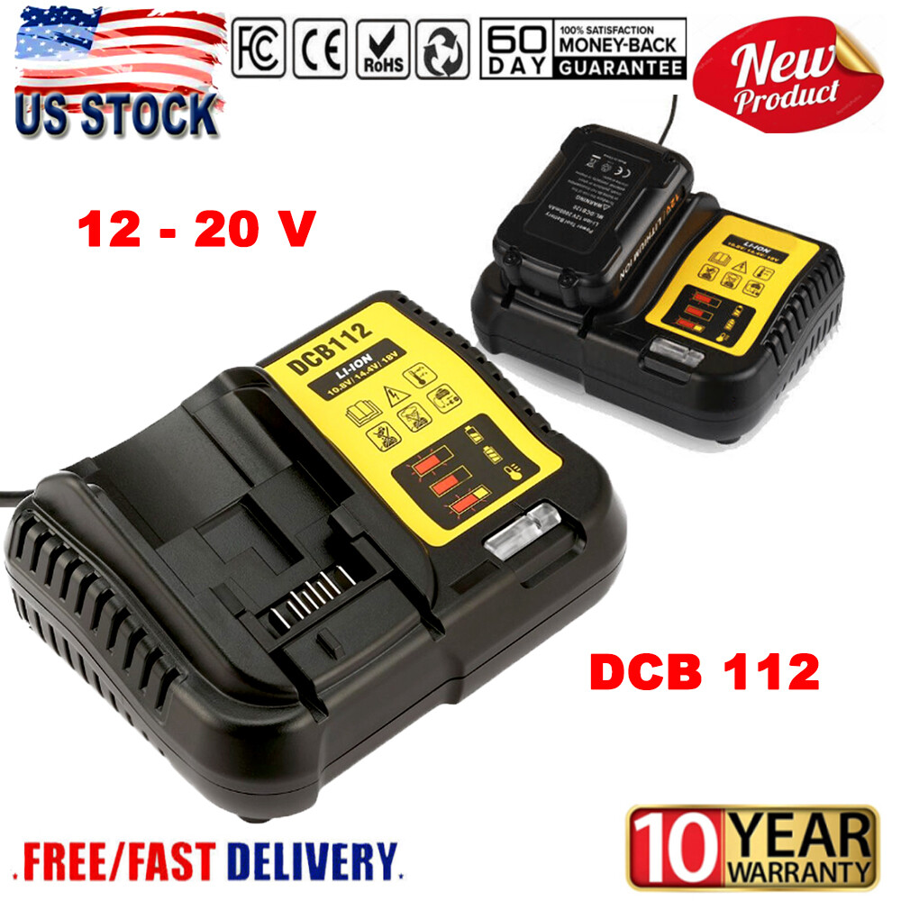 1/2pack 12V For Dewalt Max Lithium Ion DCB120 DCB123 DCB127 Battery / Charger