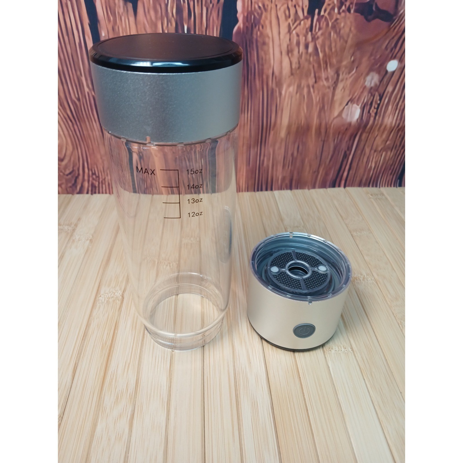 OEOP Hydrogen Water Bottle Generator 15oz Silver Portable Ionizer DZ2502 1100mAh