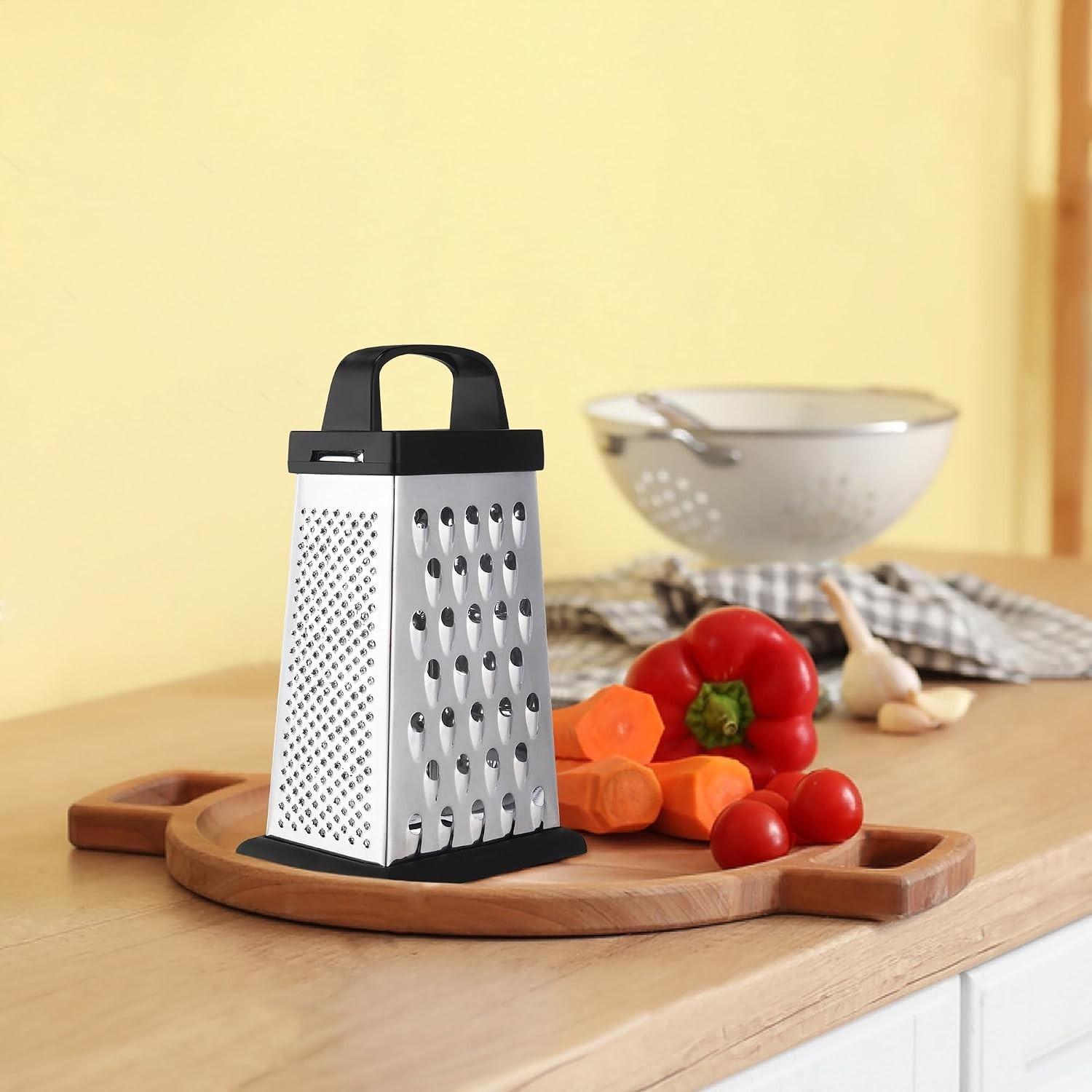 Elegant Mini Cheese Grater: 4-Sided Stainless Steel for Effortless Grating