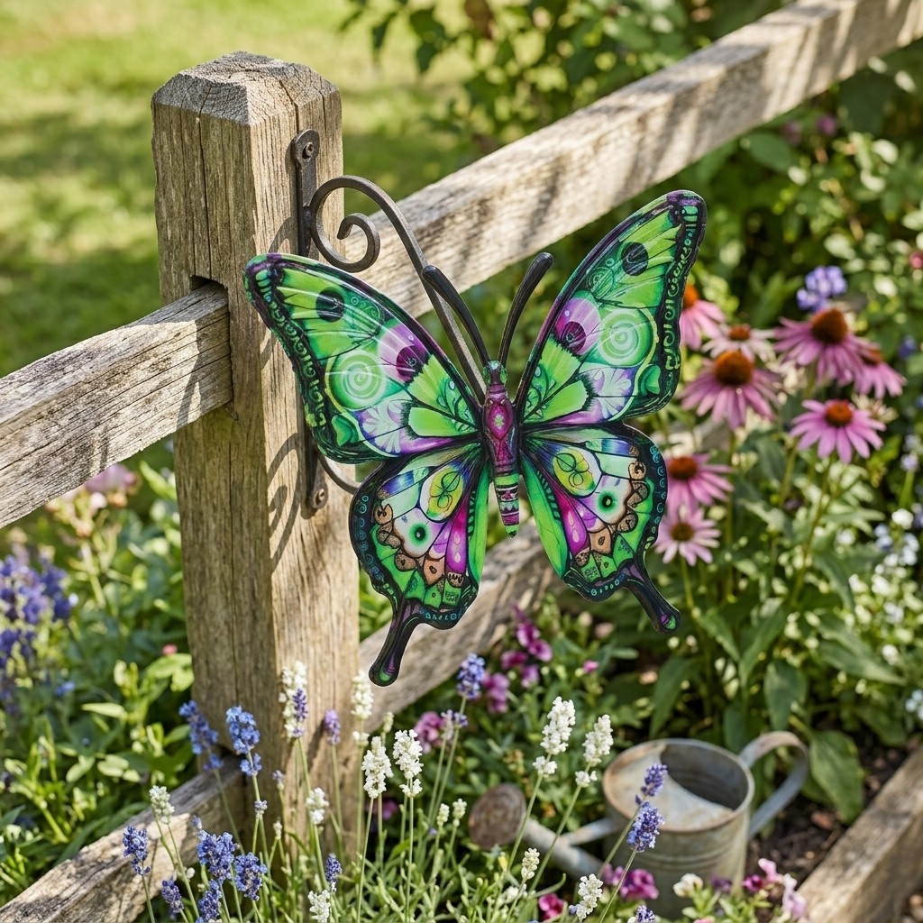 Metal Butterfly Wall Art Decor, Vibrant Colorful Iron Sculpture for Garden