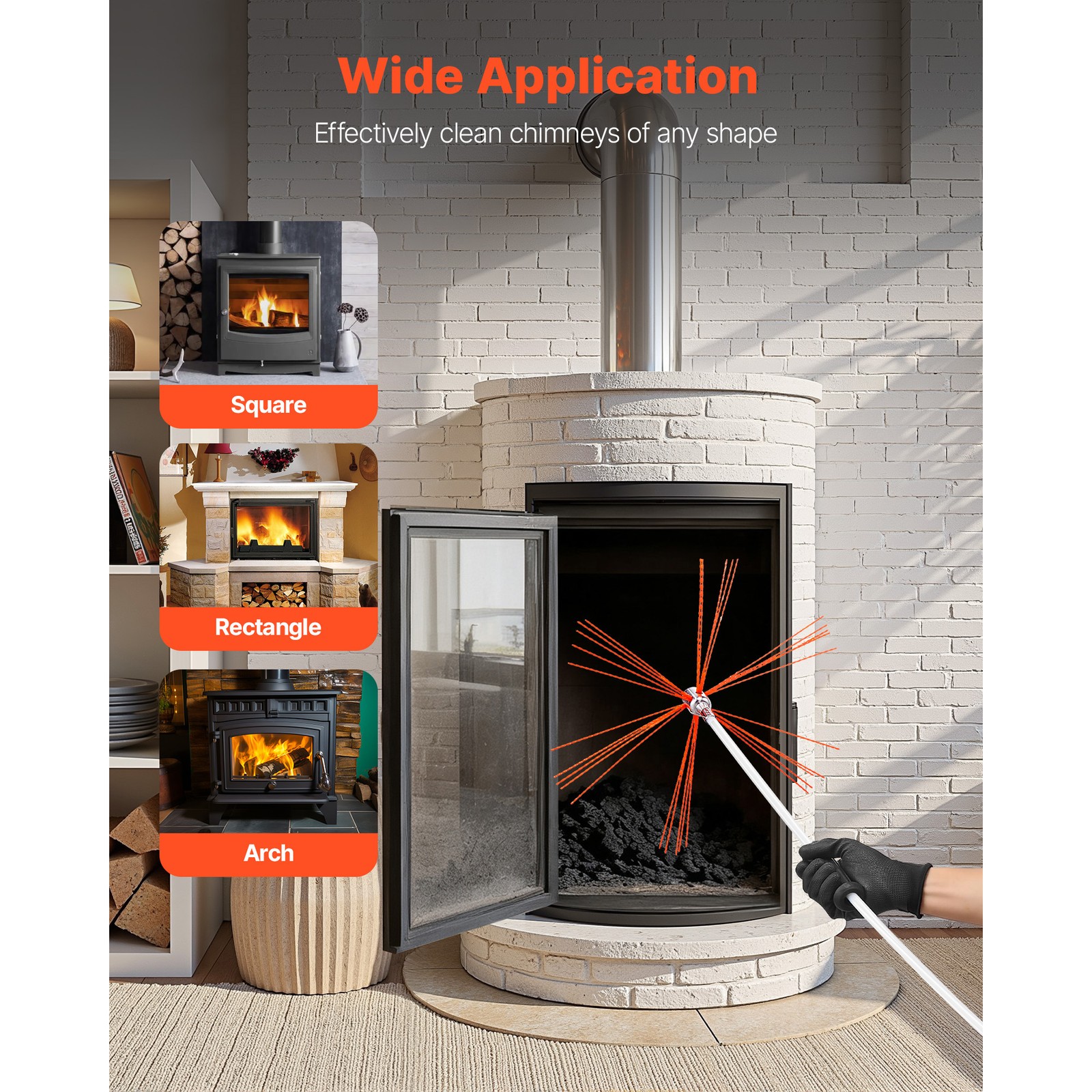 Uimoso Chimney Cleaning Kit for Square, Rectangular, and Arched Chimneys