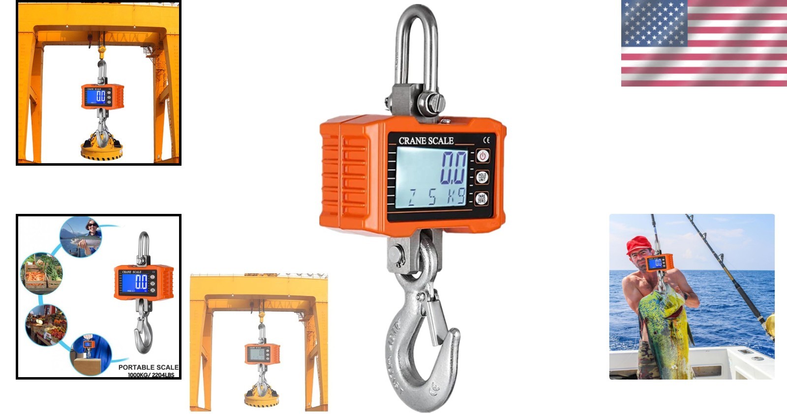 Durable Orange Crane Scale 1000KG Digital Hanging Scale Portable