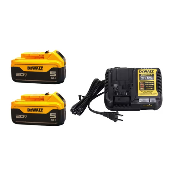 DEWALT DCB205-2C 20V MAX 5.0Ah Lithium-Ion Battery and Charger Kit